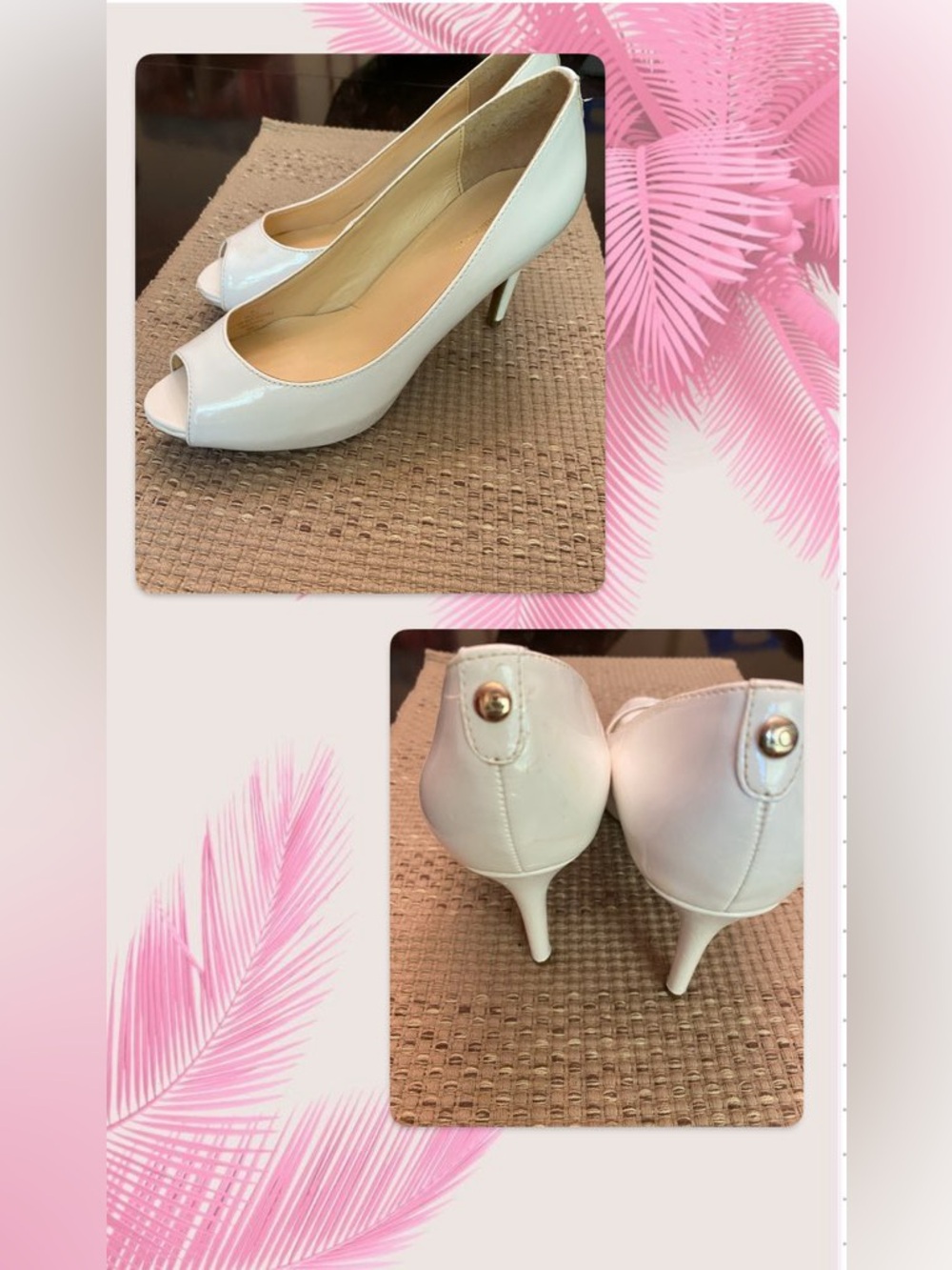 Liz Claiborne Classic Women's White Peep-Toe Heels